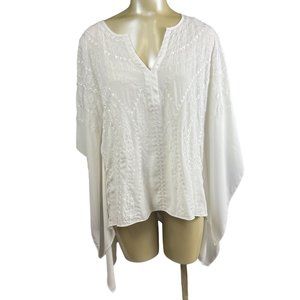 White house black market embroidered poncho small blouse kimono boho feminine